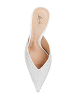 Load image into Gallery viewer, Aldora Rhinestones White Embellished Satin Mules-Plus Size Dream Girl
