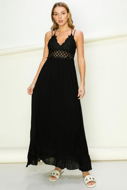 In Love Black Bustier Lace Maxi Dress-Plus Size Dream Girl