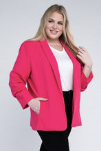 Load image into Gallery viewer, Plus Size Black Long Sleeve Shawl Lapel Blazer-Plus Size Dream Girl
