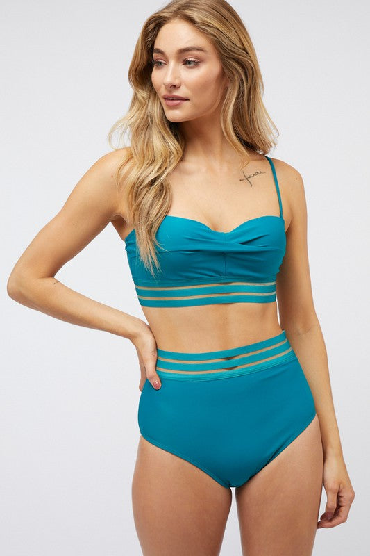 Sweetheart Teal Classic Two Piece Swimsuit-Plus Size Dream Girl