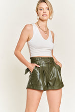 Load image into Gallery viewer, Black High-Rise Waist Belted Faux Leather Shorts-Plus Size Dream Girl
