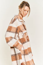 Load image into Gallery viewer, Plus Size Fuzzy Brown Plaid Teddy Jacket-Plus Size Dream Girl
