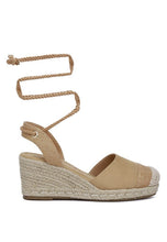 Load image into Gallery viewer, Aiden Beige Lace-Up Crochet Espadrilles Wedge Sandals-Plus Size Dream Girl
