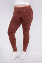 Load image into Gallery viewer, Plus Mineral Washed Burgundy Wide Waistband Yoga Leggings-Plus Size Dream Girl
