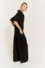 Load image into Gallery viewer, Fashionable Black Basic Collar Shirt Wide leg Jumpsuit-Plus Size Dream Girl
