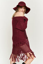 Load image into Gallery viewer, Plus Size Ruby Red Fringe Knit Long Sleeve Cardigan-Plus Size Dream Girl
