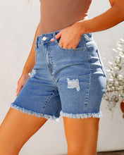 Load image into Gallery viewer, Black Denim High Waist Long Shorts-Plus Size Dream Girl
