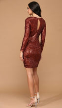 Load image into Gallery viewer, Plus Size Glam Red Sequin Long Sleeve Mini Dress-Plus Size Dream Girl
