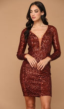 Load image into Gallery viewer, Plus Size Glam Red Sequin Long Sleeve Mini Dress-Plus Size Dream Girl
