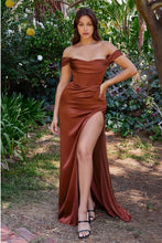 Load image into Gallery viewer, Plus Size Satin Ruched Corset Sienna Orange Draped Empress Gown-Plus Size Dream Girl

