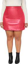 Load image into Gallery viewer, Plus Size High Waist Pink Faux Leather High Waist Mini Skirt-Plus Size Dream Girl
