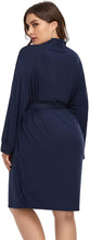Load image into Gallery viewer, Modal Knit Navy Blue Plus Size Soft Belted Robe-Plus Size Dream Girl
