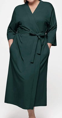 Dark Green Kimono Plus Size Women's Robe-Plus Size Dream Girl