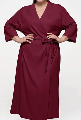 Kimono Red Plus Size Women's Belted Robe-Plus Size Dream Girl