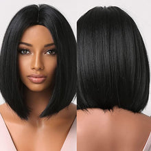 Load image into Gallery viewer, Beautiful Black Straight Middle Part Heat Resistant Short Wavy Bob Wig-Plus Size Dream Girl
