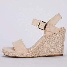 Load image into Gallery viewer, Cassidy Brown Open Toe Ankle Strap Espadrille Wedge Sandals-Plus Size Dream Girl
