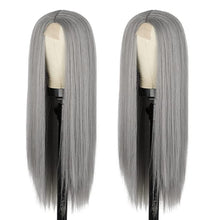 Load image into Gallery viewer, Lovely Grey Straight Synthetic Middle Part Wig-Plus Size Dream Girl
