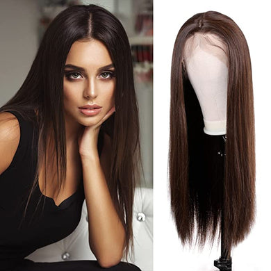 Ashley Dark Brown Long Synthetic Straight Hair Wig-Plus Size Dream Girl