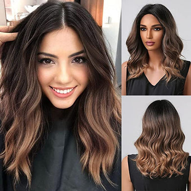 Beautiful Brown Wavy Straight Middle Part Heat Resistant Short Wavy Bob Wig-Plus Size Dream Girl