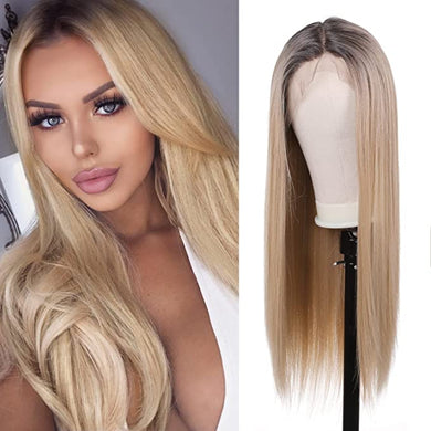 Ashley Black Dark Golden Ombre Long Synthetic Straight Hair Wig-Plus Size Dream Girl