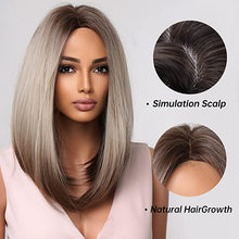 Load image into Gallery viewer, Beautiful Platinum Blonde Wavy Straight Middle Part Heat Resistant Short Wavy Bob Wig-Plus Size Dream Girl
