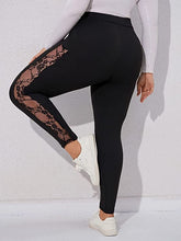 Load image into Gallery viewer, Plus Size Black Lace Sheer Spandex Leggings-Plus Size Dream Girl

