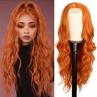 Amanda Ginger Orange Long Wavy Synthetic Hair Wig-Plus Size Dream Girl