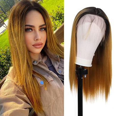 Ashley Blonde Black Ombre Long Synthetic Straight Hair Wig-Plus Size Dream Girl