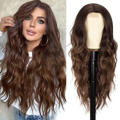 Amanda Ombre Brown Long Wavy Synthetic Hair Wig-Plus Size Dream Girl