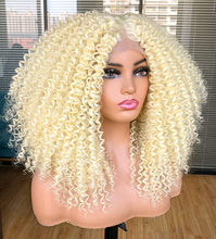 Load image into Gallery viewer, Blonde Synthetic Curly Afro 13x4 T Part Lace Front Wig-Plus Size Dream Girl

