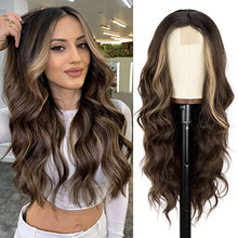 Load image into Gallery viewer, Amanda Ombre Brown Long Wavy Synthetic Hair Wig-Plus Size Dream Girl
