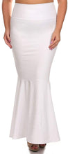 Load image into Gallery viewer, Plus Size White Faux Leather High Waist Maxi Mermaid Skirt-Plus Size Dream Girl
