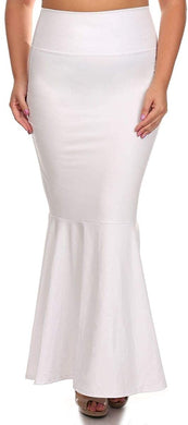 Plus Size White Faux Leather High Waist Maxi Mermaid Skirt-Plus Size Dream Girl