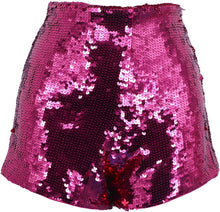 Load image into Gallery viewer, Plus Size Designer Red Sequin Glitter Shorts-Plus Size Dream Girl

