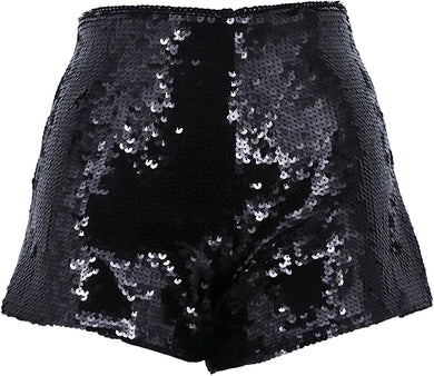 Designer Style Black Sequin Glitter Shorts-Plus Size Dream Girl