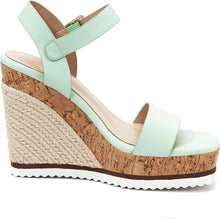 Load image into Gallery viewer, Braided Wood White Open Toe Ankle Strap Espadrille Wedge Sandals-Plus Size Dream Girl
