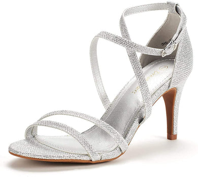 Silver Glitter Open Toe Pump Heel Stiletto Sandals-Plus Size Dream Girl
