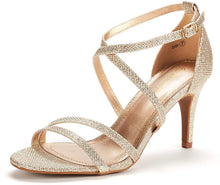 Load image into Gallery viewer, Gold Glitter Open Toe Pump Heel Stiletto Sandals-Plus Size Dream Girl
