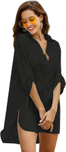 Load image into Gallery viewer, Black Swimsuit Beach Cover Up Shirt-Plus Size Dream Girl
