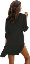Load image into Gallery viewer, Black Swimsuit Beach Cover Up Shirt-Plus Size Dream Girl
