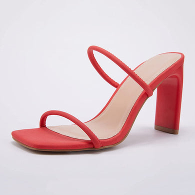 Double Straps Red Square Open Toe Sandals-Plus Size Dream Girl