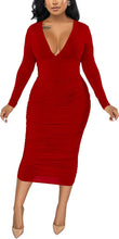 Load image into Gallery viewer, Plus Size Ayana Black Long Sleeve Bodycon Midi Dress-Plus Size Dream Girl
