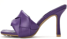 Load image into Gallery viewer, Purple Square Open Toe Heeled Sandals-Plus Size Dream Girl
