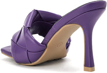 Load image into Gallery viewer, Purple Square Open Toe Heeled Sandals-Plus Size Dream Girl
