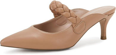 Braided Strap Khaki Pointed Toe Sandals-Plus Size Dream Girl